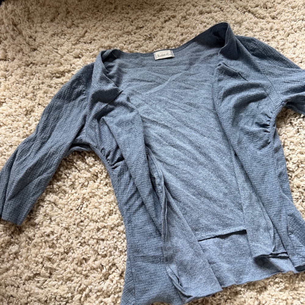 Chic slate Charlotte Russe vintage y2k 2000s navy Slate Blue Blouse blouse. Soft